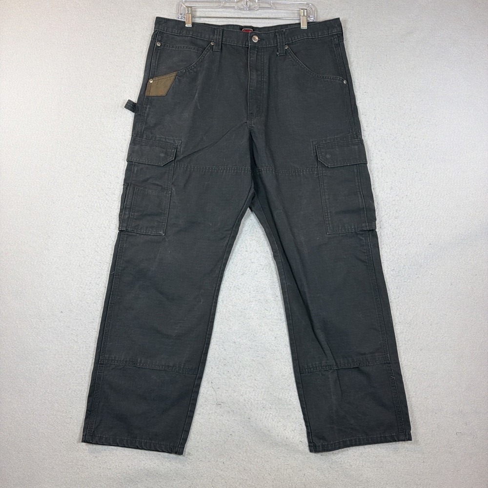 Wrangler Workwear Mens Double Knee Cargo Pants 36x30 Black Ripstop Utility